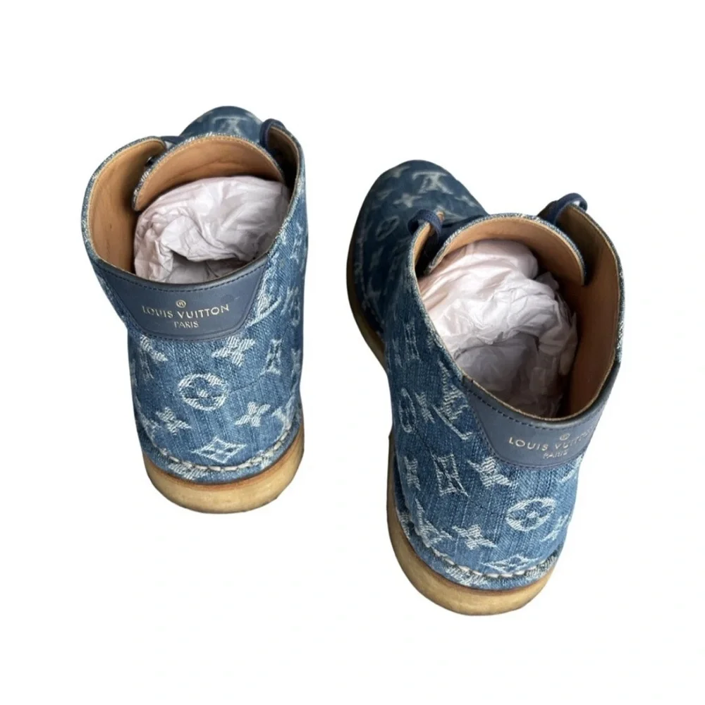 LOUIS VUITTON MONOGRAM DENIM DERBY BOOTS - Picture 4 of 12